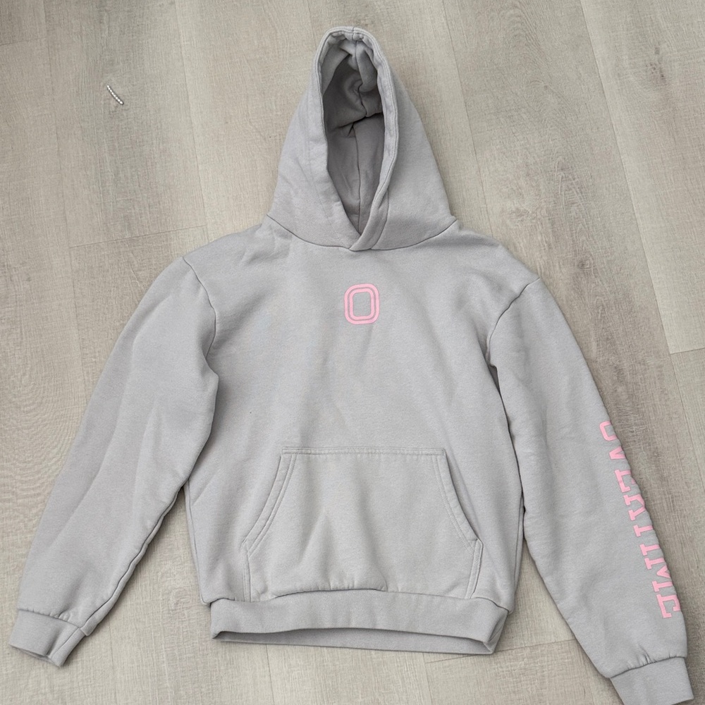 OVERTIME Cozy Gray Kids Hoodie with Pink Accents